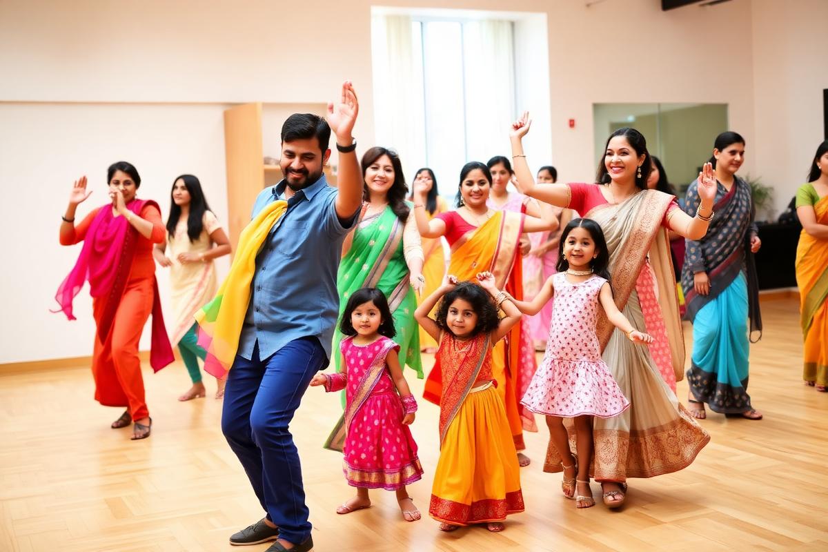 Family Bollywood dance class session