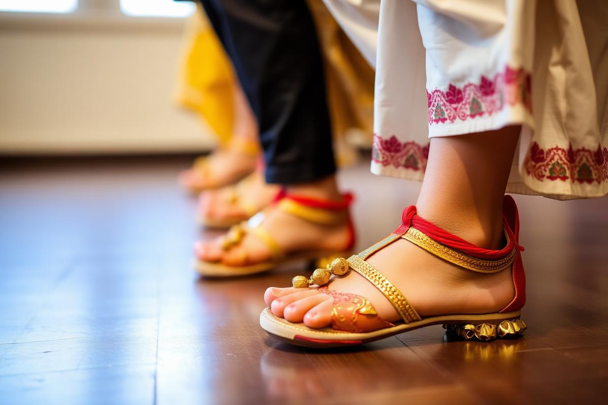 Traditional dance shoes with ghungroo bells